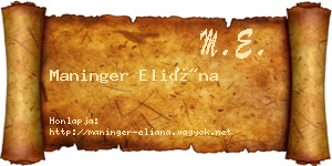 Maninger Eliána névjegykártya